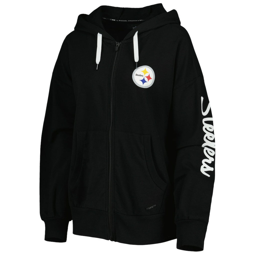 Pittsburgh Steelers MSX by Michael Strahan Women's Emerson Lightweight Full-Zip Hoodie - Black sale