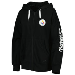 Pittsburgh Steelers MSX by Michael Strahan Women's Emerson Lightweight Full-Zip Hoodie - Black sale