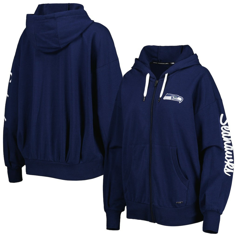 Seattle Seahawks MSX by Michael Strahan Women's Emerson Lightweight Full-Zip Hoodie - College Navy sale