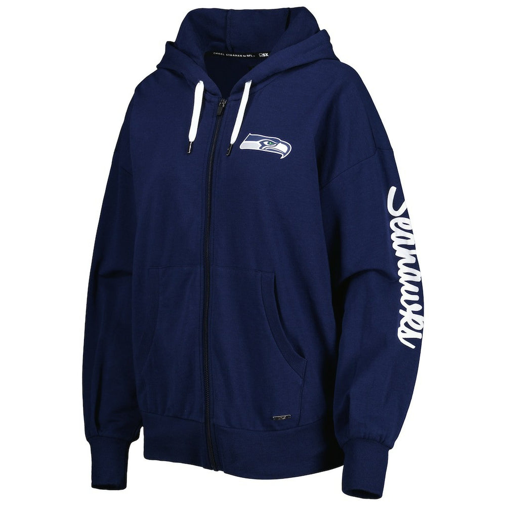 Seattle Seahawks MSX by Michael Strahan Women's Emerson Lightweight Full-Zip Hoodie - College Navy sale