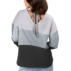 Las Vegas Raiders Touch Women's Outfield Deep V-Back Waist Length Pullover Sweatshirt - Heather Gray/Black outlet