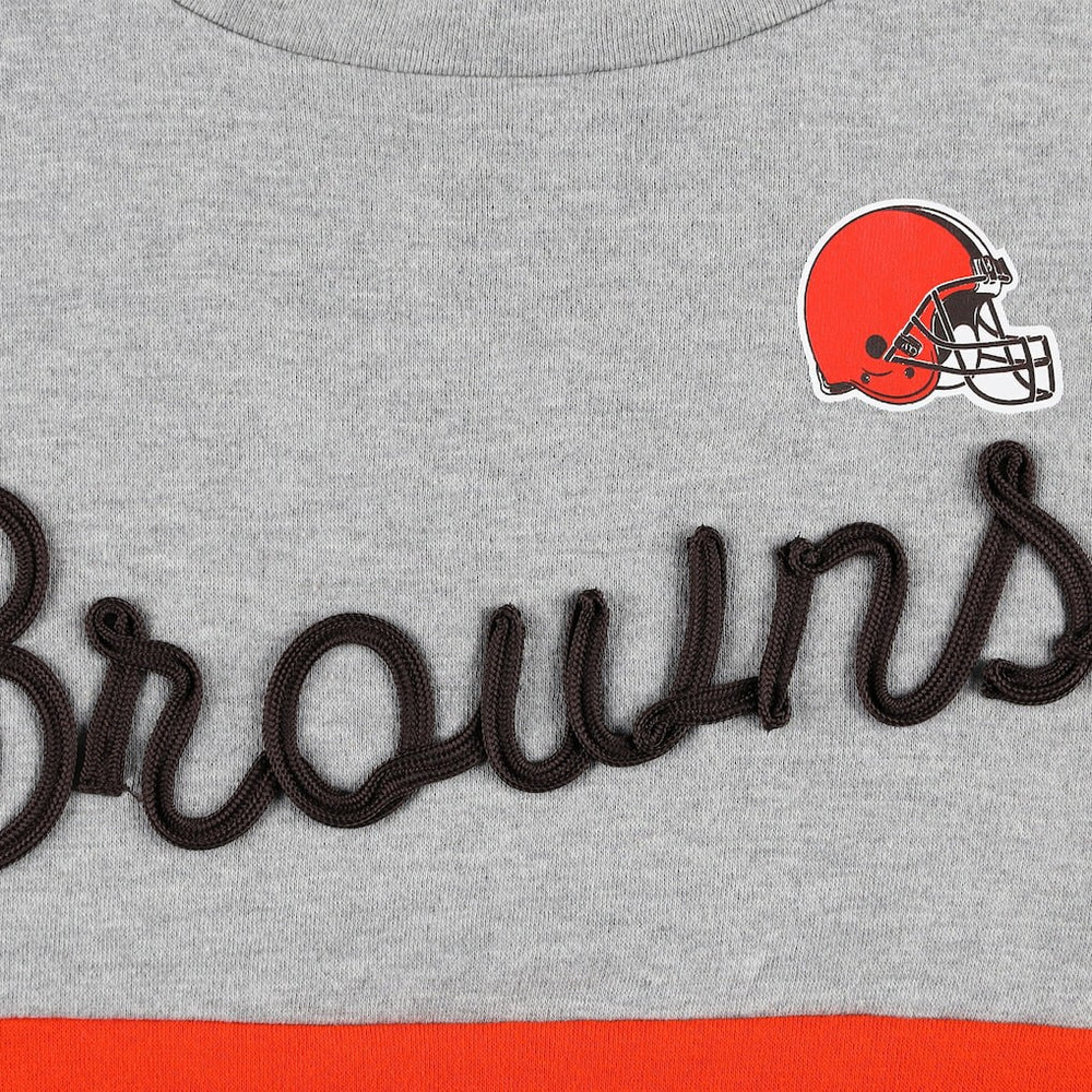 Cleveland Browns Touch Women's Outfield Deep V-Back Waist Length Pullover Sweatshirt - Heather Gray/Brown on sale