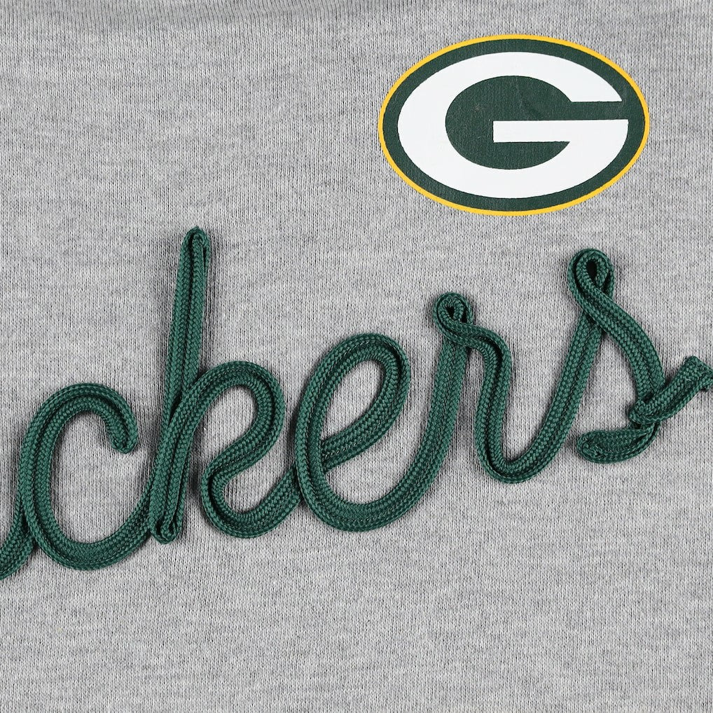 Green Bay Packers Touch Women's Outfield Deep V-Back Waist Length Pullover Sweatshirt - Heather Gray/Green on sale