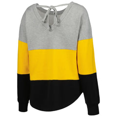 Pittsburgh Steelers Touch Women's Outfield Deep V-Back Waist Length Pullover Sweatshirt - Heather Gray/Black outlet