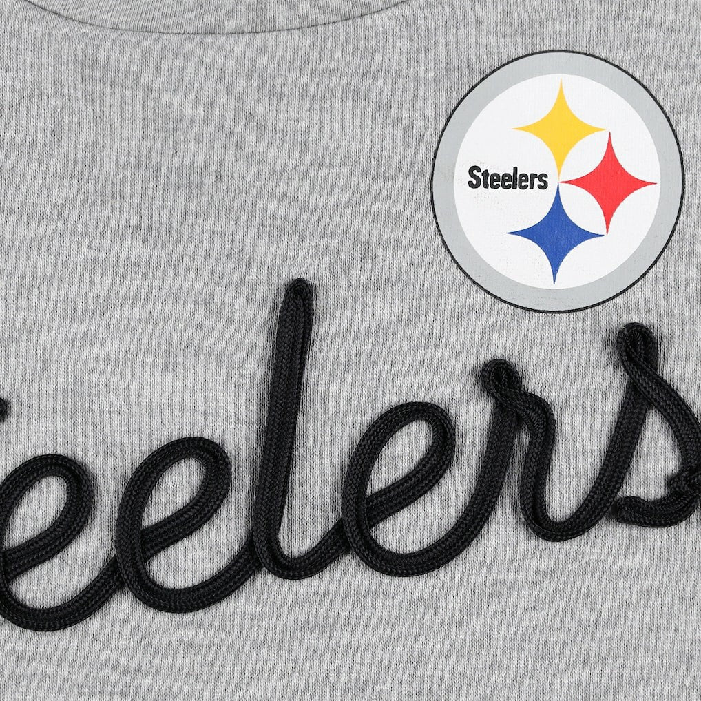 Pittsburgh Steelers Touch Women's Outfield Deep V-Back Waist Length Pullover Sweatshirt - Heather Gray/Black outlet