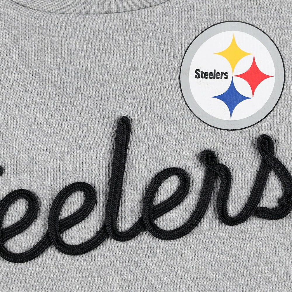 Pittsburgh Steelers Touch Women's Outfield Deep V-Back Waist Length Pullover Sweatshirt - Heather Gray/Black outlet