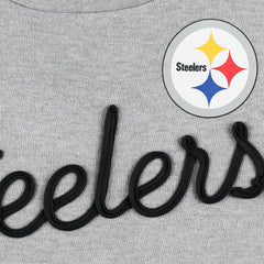 Pittsburgh Steelers Touch Women's Outfield Deep V-Back Waist Length Pullover Sweatshirt - Heather Gray/Black outlet
