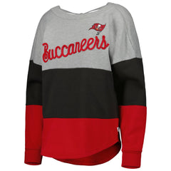 Tampa Bay Buccaneers Touch Women's Outfield Deep V-Back Waist Length Pullover Sweatshirt - Heather Gray/Red for sale