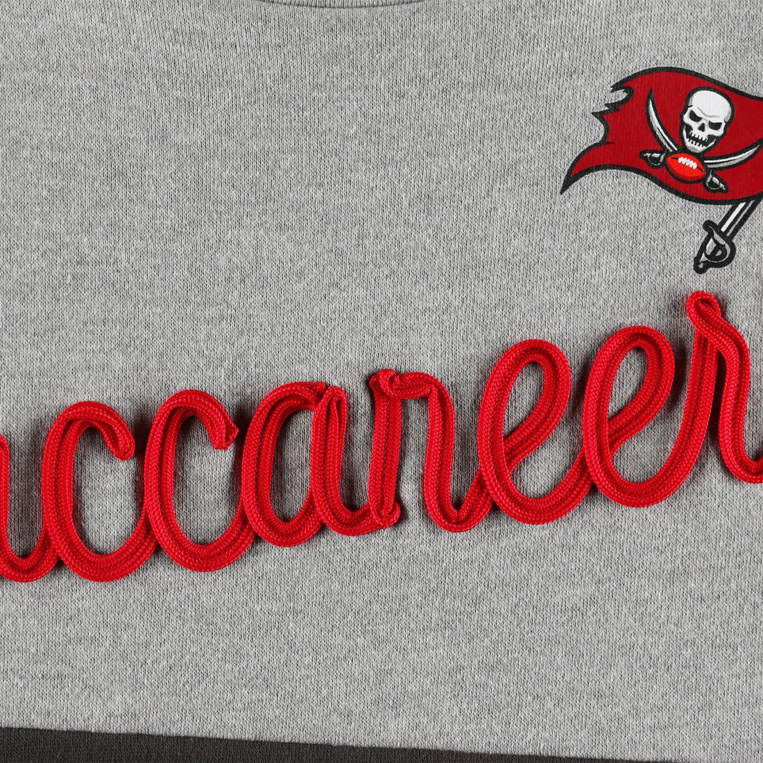 Tampa Bay Buccaneers Touch Women's Outfield Deep V-Back Waist Length Pullover Sweatshirt - Heather Gray/Red for sale