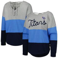 Tennessee Titans Touch Women's Outfield Deep V-Back Waist Length Pullover Sweatshirt - Heather Gray/Navy sale
