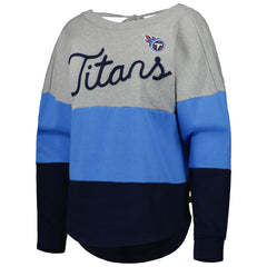 Tennessee Titans Touch Women's Outfield Deep V-Back Waist Length Pullover Sweatshirt - Heather Gray/Navy sale