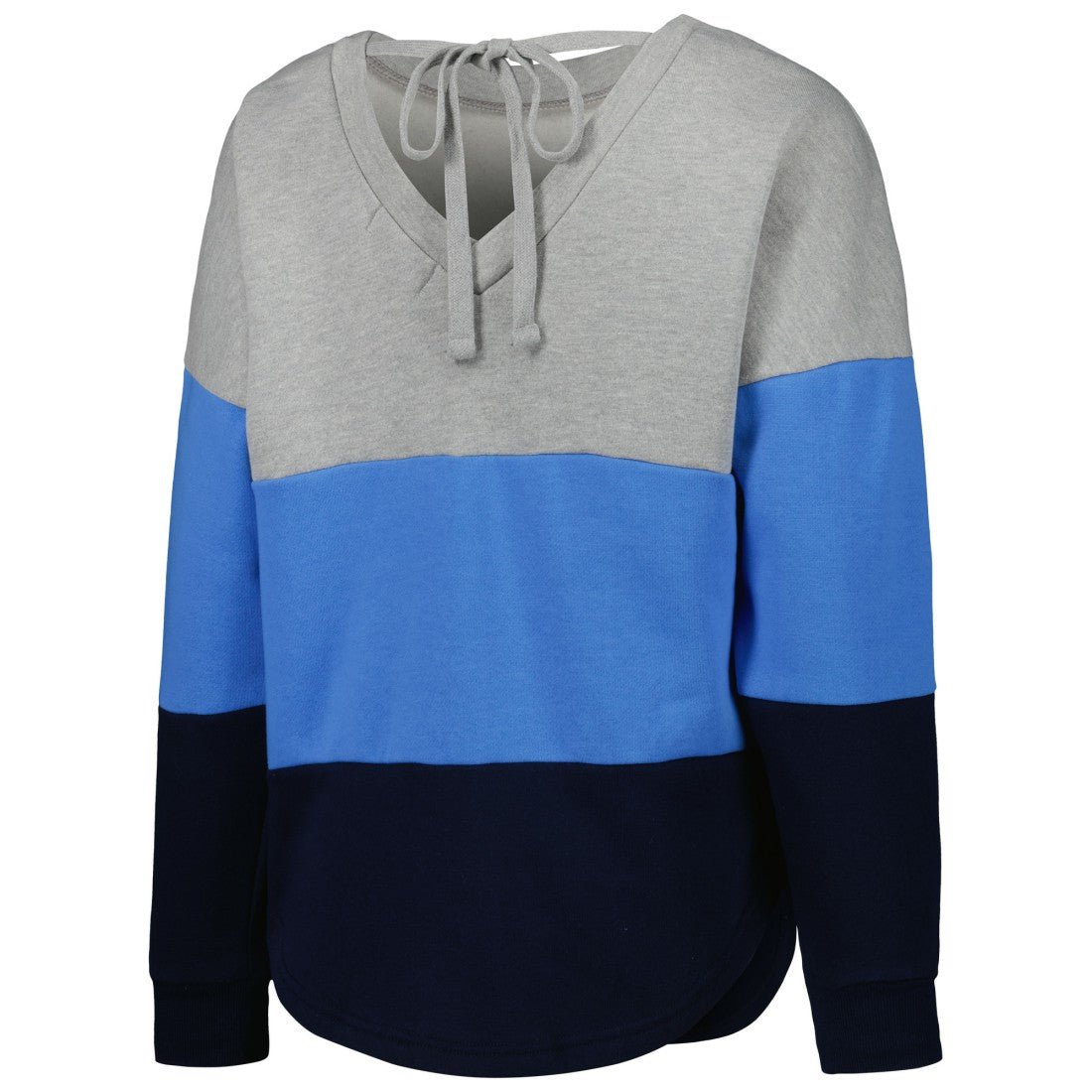Tennessee Titans Touch Women's Outfield Deep V-Back Waist Length Pullover Sweatshirt - Heather Gray/Navy sale