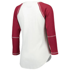 Washington Commanders Touch Women's Rebel Raglan Tri-Blend 3/4-Sleeve Lace-Up V-Neck T-Shirt - White/Burgundy outlet