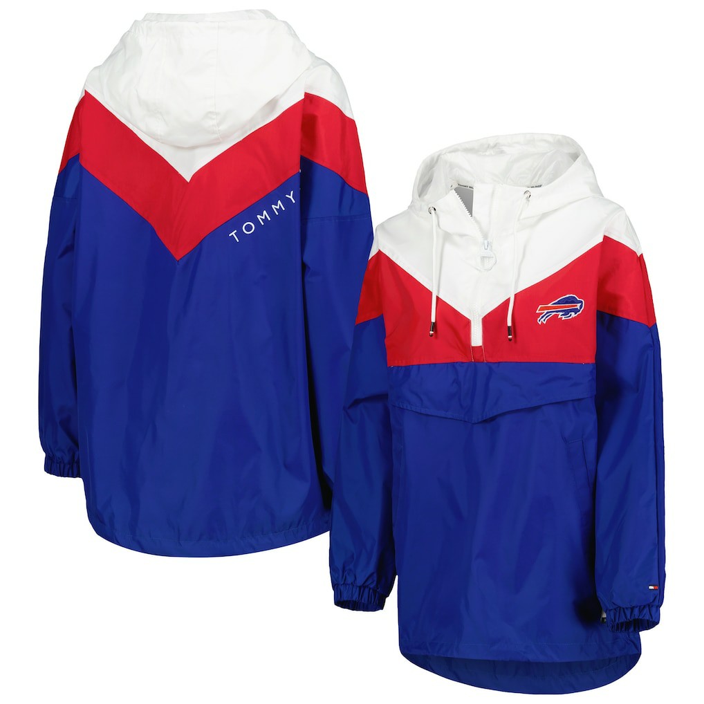 Buffalo Bills Tommy Hilfiger Women's Staci Half-Zip Hoodie Windbreaker Jacket - White/Red outlet