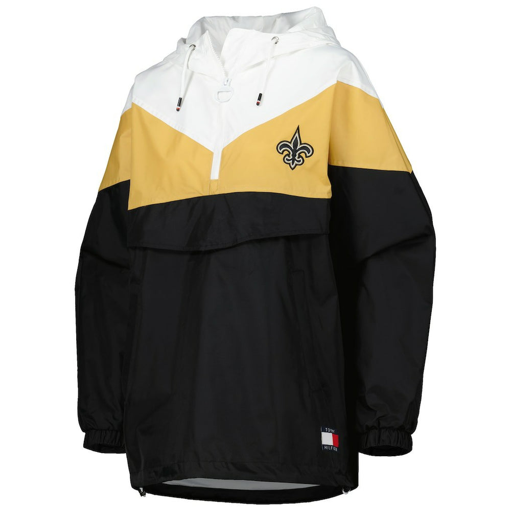 New Orleans Saints Tommy Hilfiger Women's Staci Half-Zip Hoodie Windbreaker Jacket - White/Gold on sale