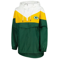 Green Bay Packers Tommy Hilfiger Women's Staci Half-Zip Hoodie Windbreaker Jacket - White/Gold online