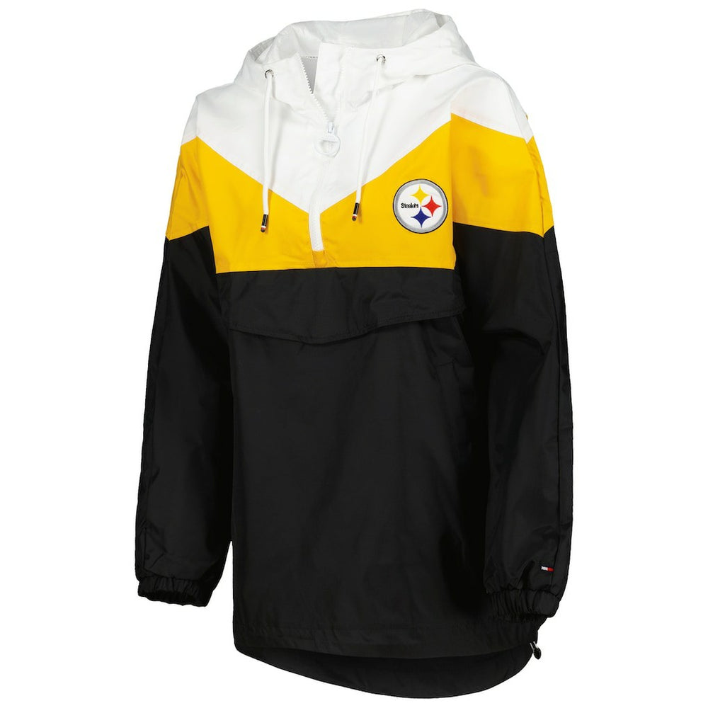 Pittsburgh Steelers Tommy Hilfiger Women's Staci Half-Zip Hoodie Windbreaker Jacket - White/Gold discount