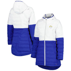 Los Angeles Rams MSX by Michael Strahan Women's Willow Quilted Hoodie Full-Zip Jacket - White/Royal outlet