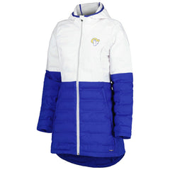 Los Angeles Rams MSX by Michael Strahan Women's Willow Quilted Hoodie Full-Zip Jacket - White/Royal outlet