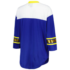 Los Angeles Rams G-III 4Her by Carl Banks Women's Double Team 3/4-Sleeve Lace-Up T-Shirt - Royal/White for sale