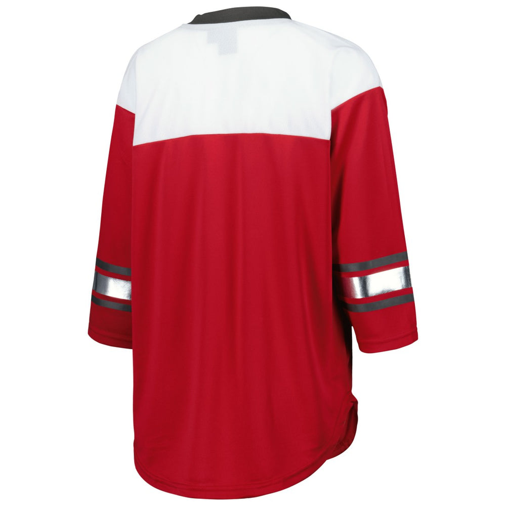 Tampa Bay Buccaneers G-III 4Her by Carl Banks Women's Double Team 3/4-Sleeve Lace-Up T-Shirt - Red/White outlet