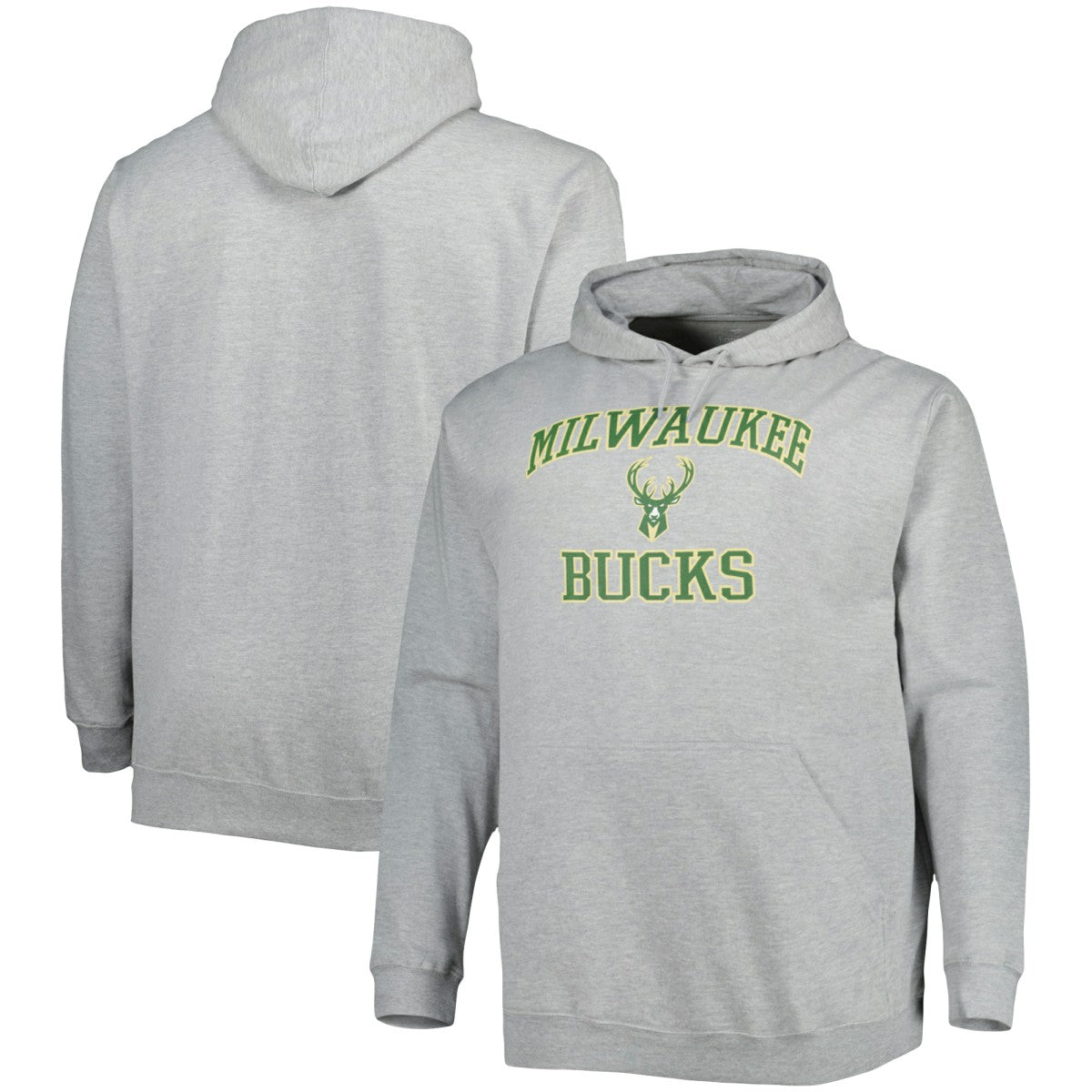 Milwaukee Bucks Big & Tall Heart & Soul Pullover Hoodie - Heathered Gray shop