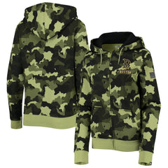 Boston Red Sox Women's 2022 MLB Armed Forces Day Camo Full-Zip Hoodie Green