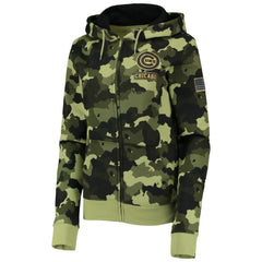 Chicago Cubs Women's 2022 MLB Armed Forces Day Camo Full-Zip Hoodie Green