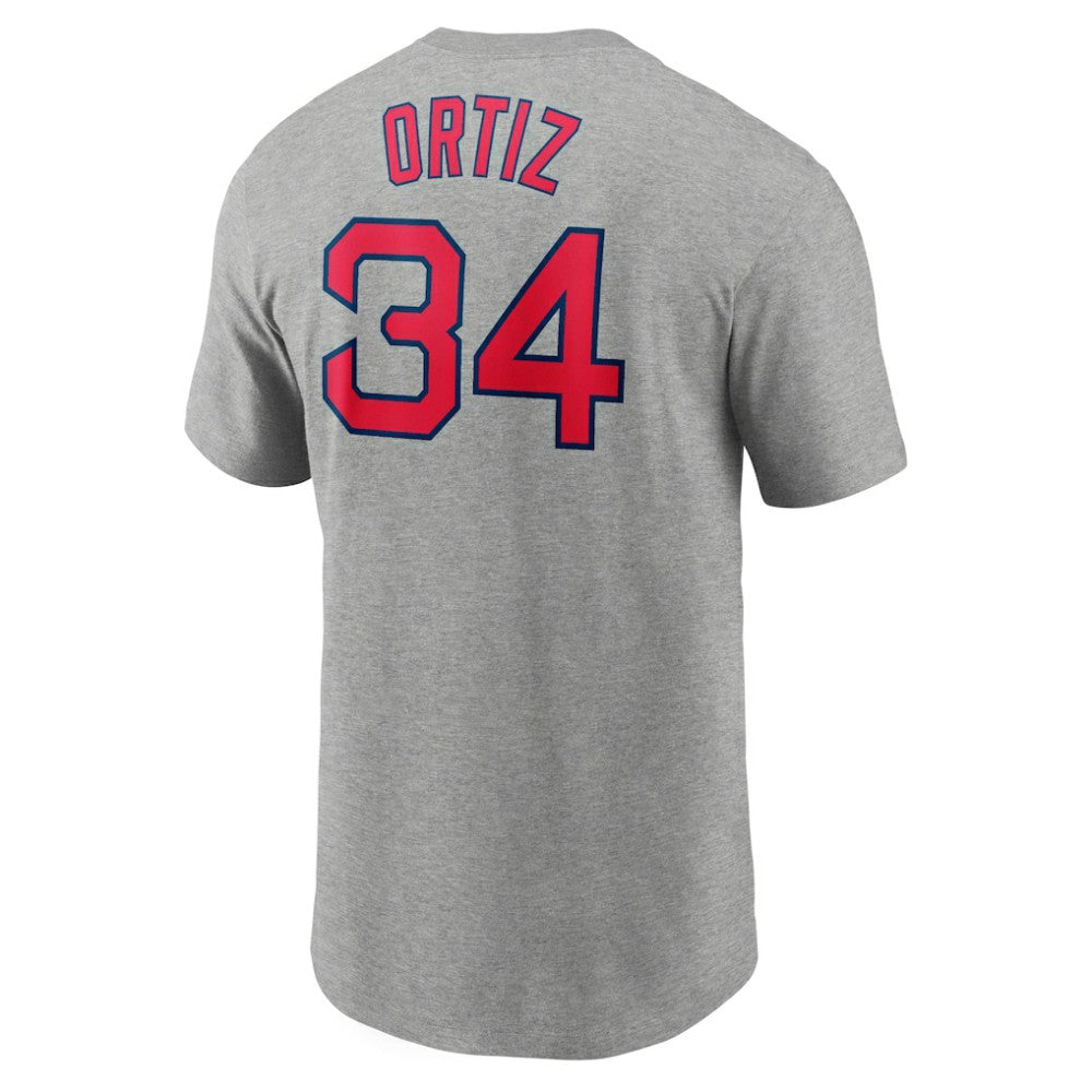 David Ortiz Boston Red Sox Name & Number T-Shirt Heather Gray