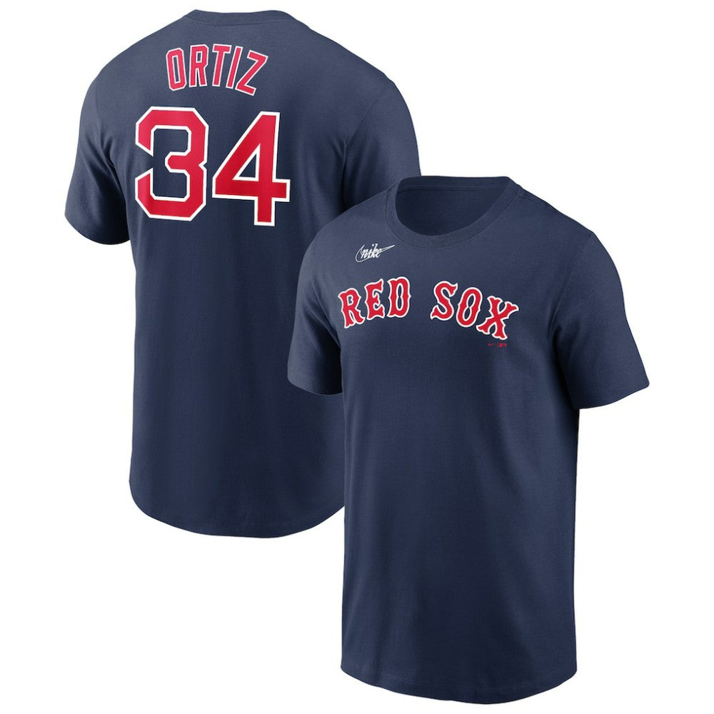 David Ortiz Boston Red Sox Name & Number Logo T-Shirt Navy