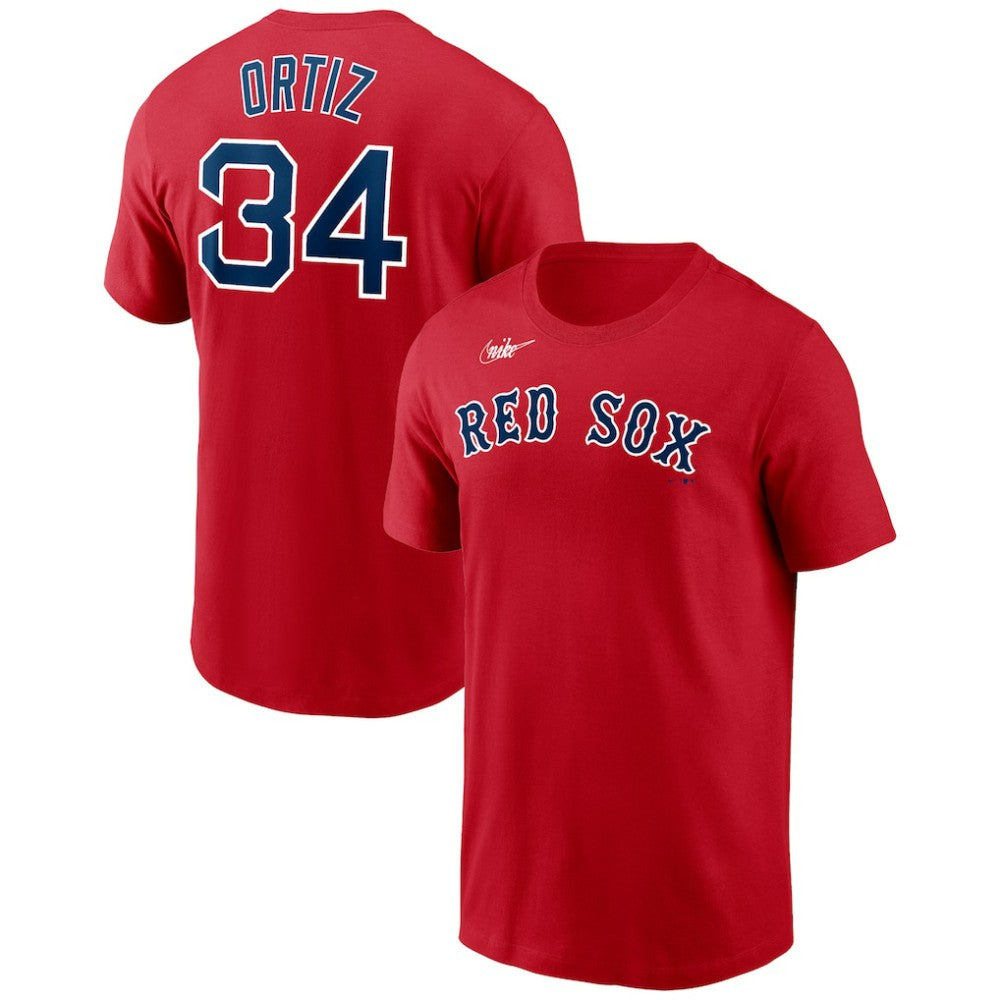 David Ortiz Boston Red Sox Name & Number T-Shirt Red