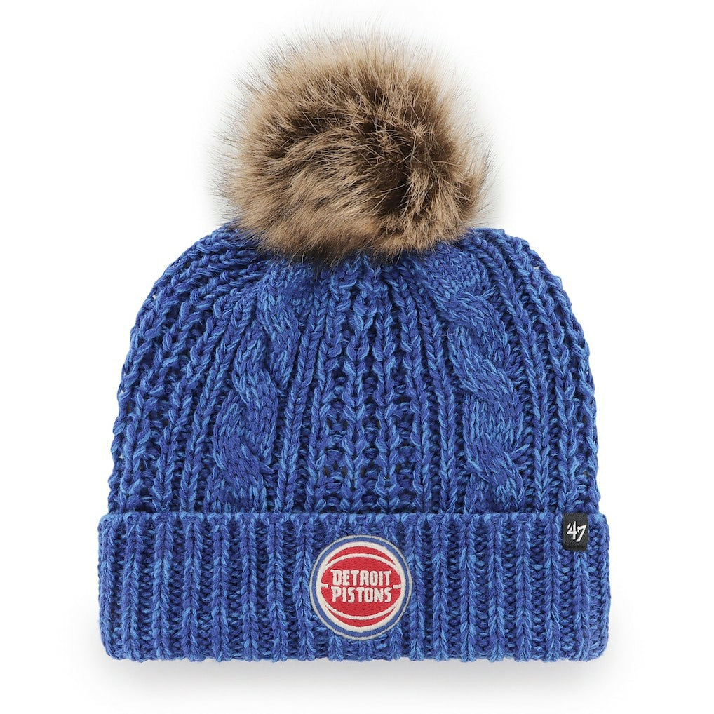 Detroit Pistons '47 Women's Meeko Cuffed Knit Hat with Pom sale - Royal discount