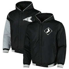 Chicago White Sox JH Design Reversible Fleece Full-Snap Hoodie Jacket Black