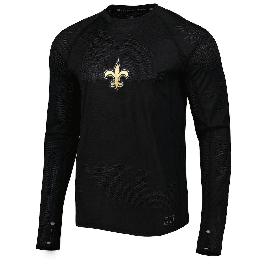 New Orleans Saints MSX by Michael Strahan Interval Long Sleeve Raglan T-Shirt - Black discount