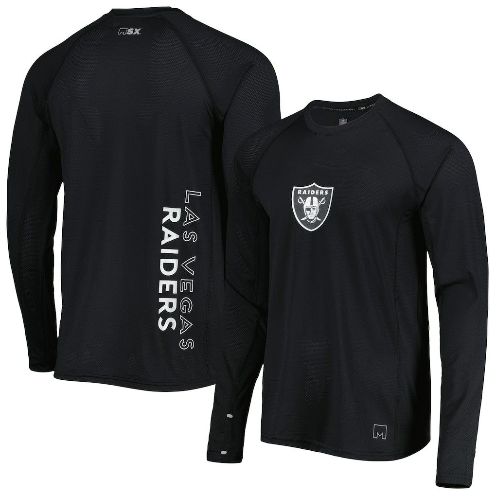 Las Vegas Raiders MSX by Michael Strahan Interval Long Sleeve Raglan T-Shirt - Black sale