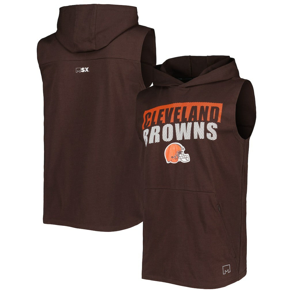Cleveland Browns MSX by Michael Strahan Relay Sleeveless Pullover Hoodie - Brown for sale