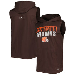 Cleveland Browns MSX by Michael Strahan Relay Sleeveless Pullover Hoodie - Brown for sale