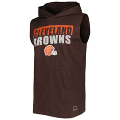Cleveland Browns MSX by Michael Strahan Relay Sleeveless Pullover Hoodie - Brown for sale