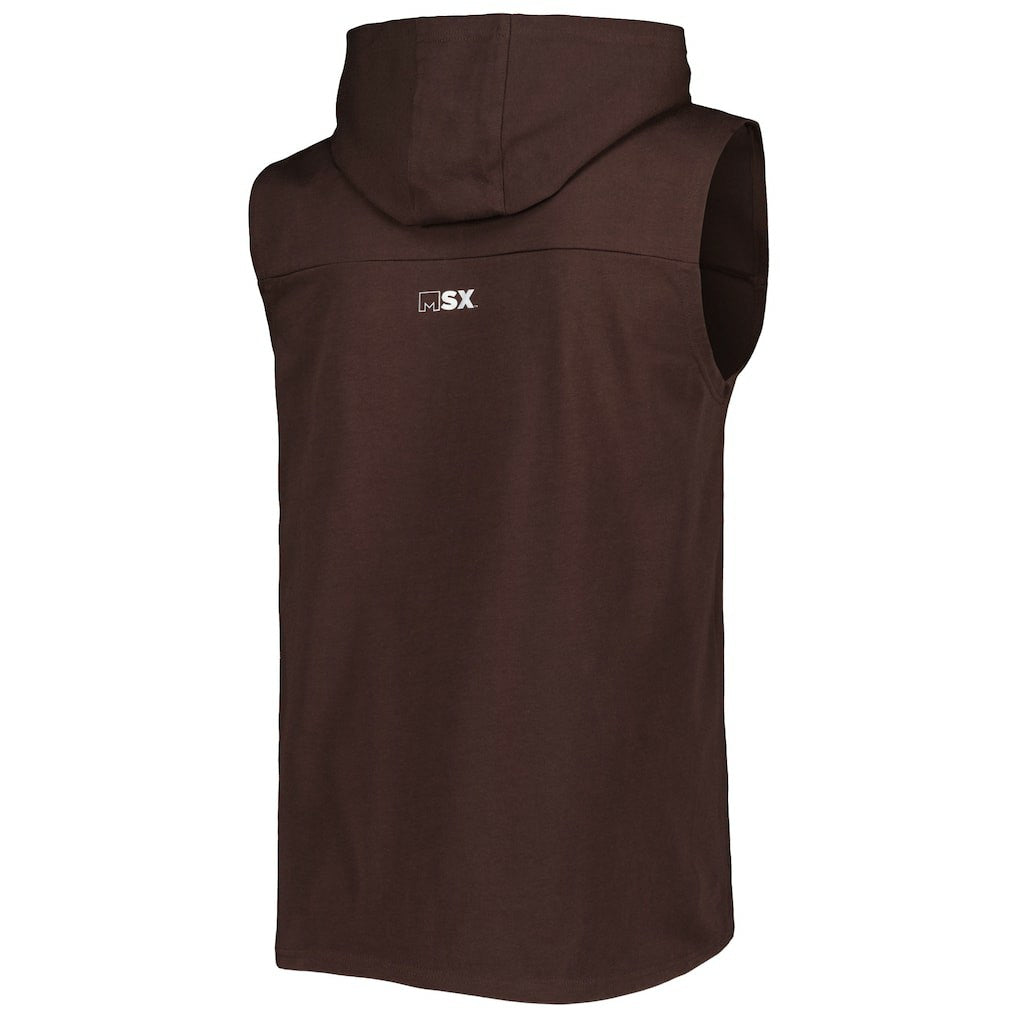 Cleveland Browns MSX by Michael Strahan Relay Sleeveless Pullover Hoodie - Brown for sale