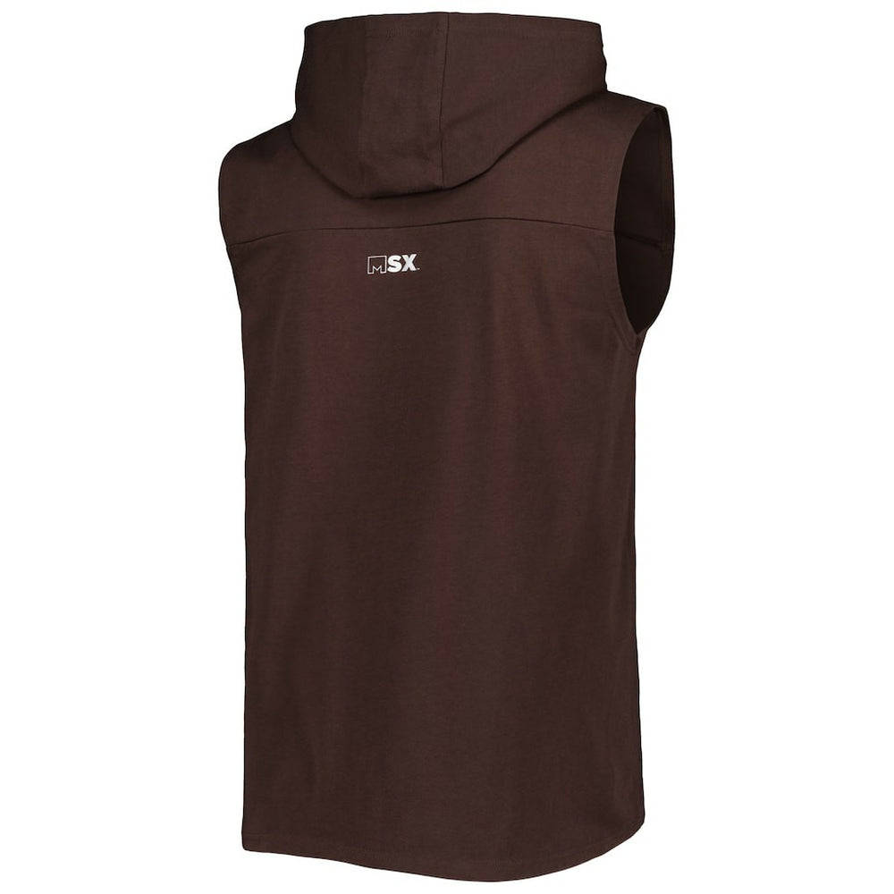 Cleveland Browns MSX by Michael Strahan Relay Sleeveless Pullover Hoodie - Brown for sale