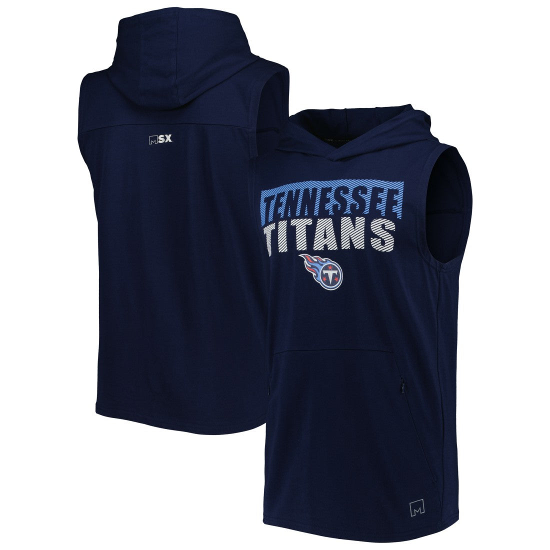 Tennessee Titans MSX by Michael Strahan Relay Sleeveless Pullover Hoodie - Navy discount