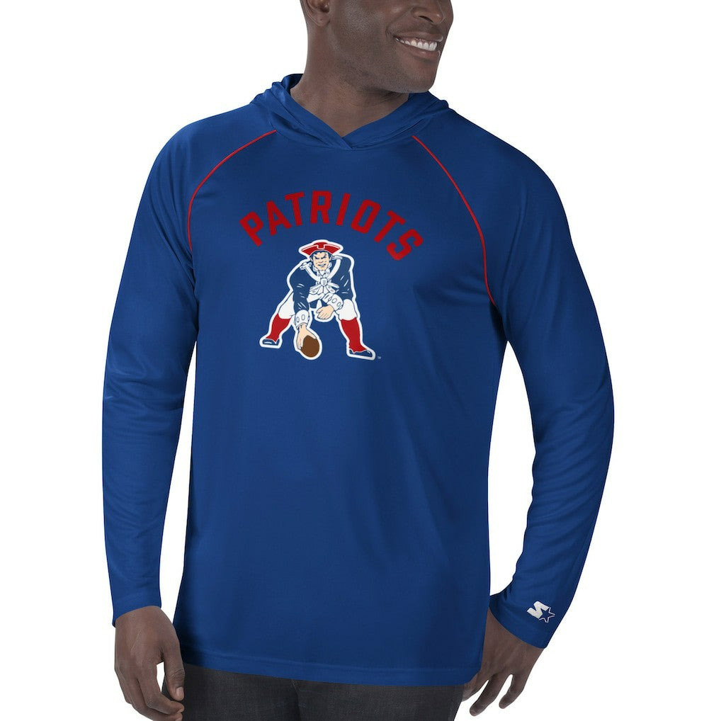 New England Patriots Starter Vintage Logo Raglan Hoodie T-Shirt - Navy discount