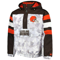 Cleveland Browns Starter Thursday Night Gridiron Raglan Half-Zip Hooded Jacket - White/Brown outlet