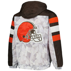 Cleveland Browns Starter Thursday Night Gridiron Raglan Half-Zip Hooded Jacket - White/Brown outlet