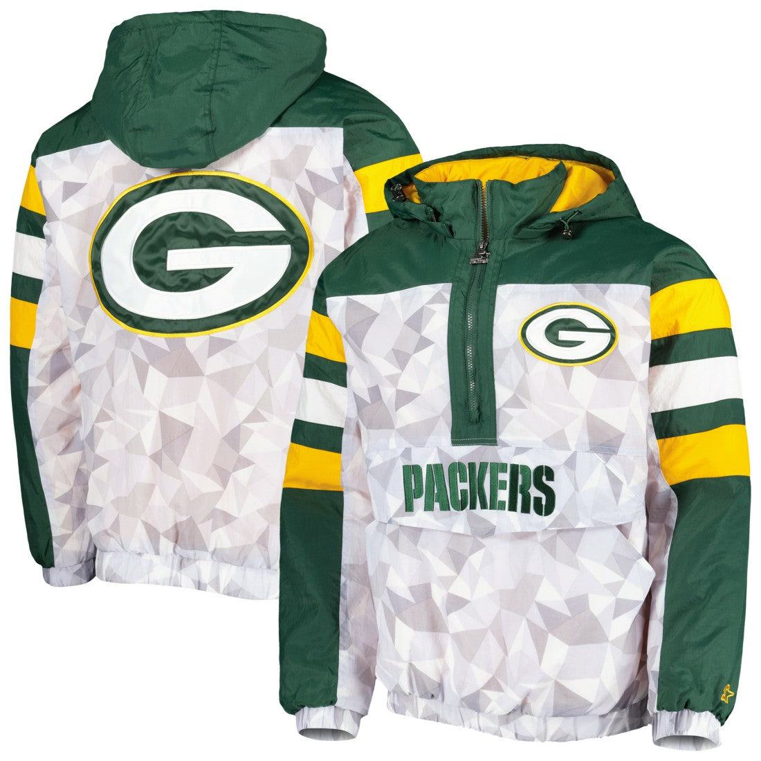 Green Bay Packers Starter Thursday Night Gridiron Raglan Half-Zip Hooded Jacket - White/Green online