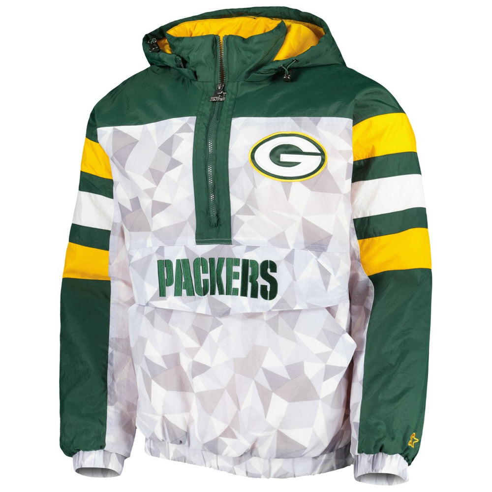 Green Bay Packers Starter Thursday Night Gridiron Raglan Half-Zip Hooded Jacket - White/Green online