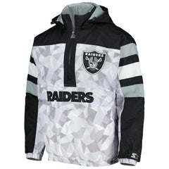 Las Vegas Raiders Starter Thursday Night Gridiron Raglan Half-Zip Hooded Jacket - White/Black outlet