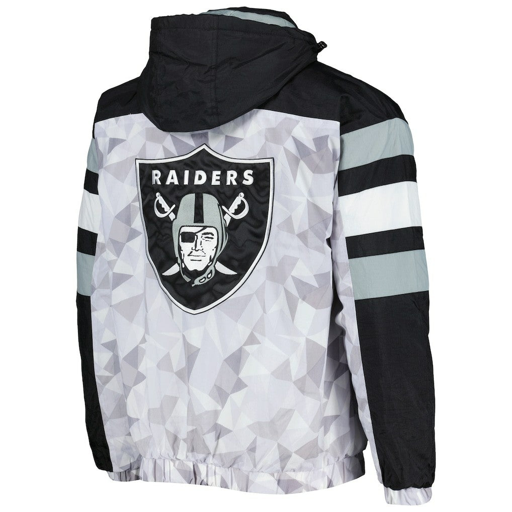 Las Vegas Raiders Starter Thursday Night Gridiron Raglan Half-Zip Hooded Jacket - White/Black outlet