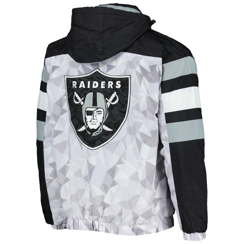 Las Vegas Raiders Starter Thursday Night Gridiron Raglan Half-Zip Hooded Jacket - White/Black outlet