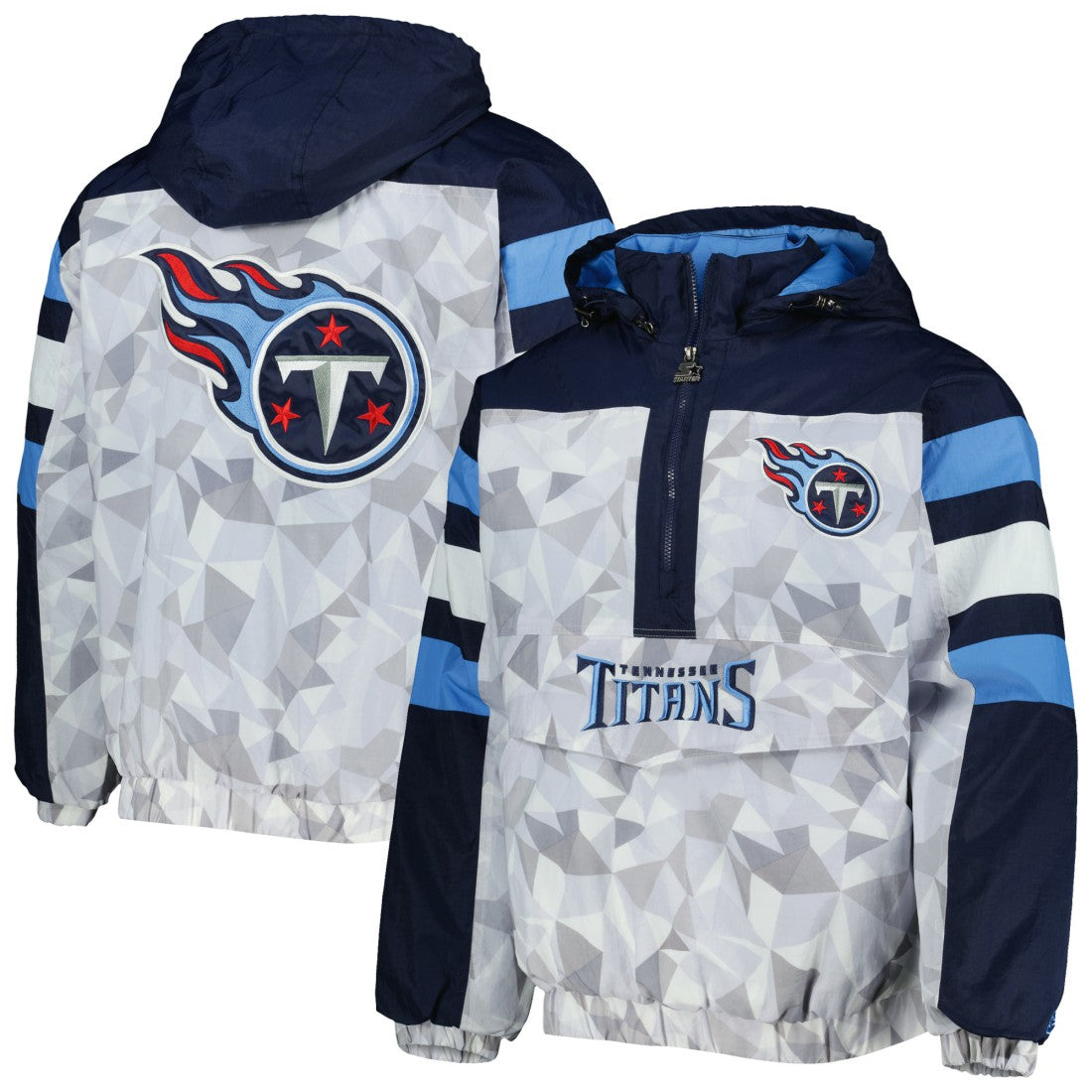 Tennessee Titans Starter Thursday Night Gridiron Raglan Half-Zip Hooded Jacket - White/Navy discount